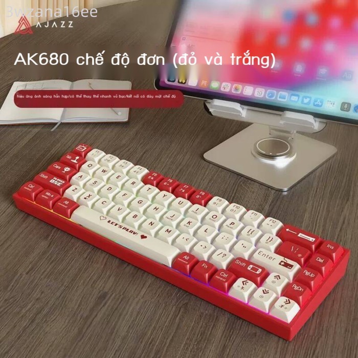 [Đa Năng] Bàn dây Heijue AK680, bàn phím cơ có thể thay nóng với hai loại switch, 68 phím, xanh, đỏ