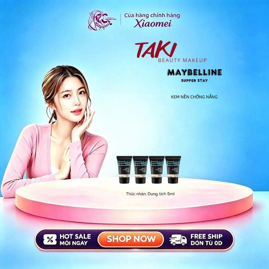 nền maybelline Fit Me Foundation 5ml tone 110  115 DẠNG GÓI - Kem lót Maybelline fit me