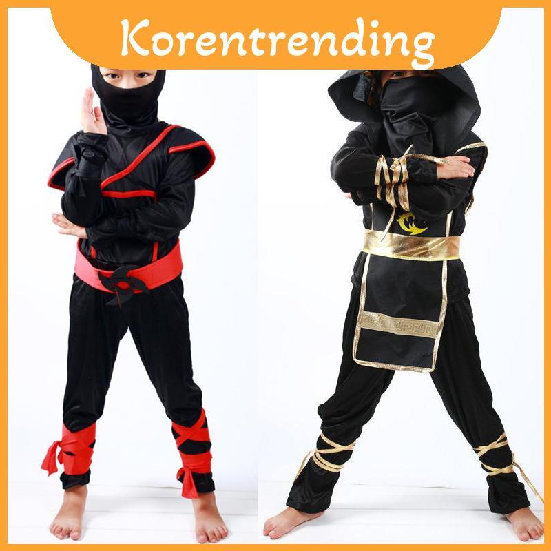Bé trai trẻ em Ninja Assassin hấp dẫn Trang phục chiến binh Nhật Bản có ruy băng và mặt nạ