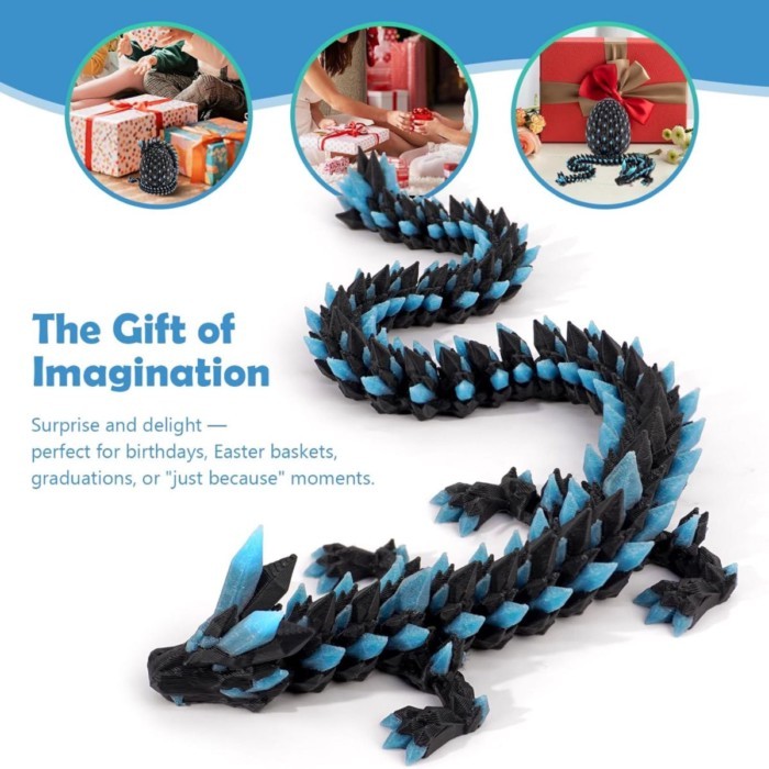 Blue Luminous Crystal Dragon Egg Đồ chơi in 3D sáng Đồ chơi in 3D Đồ chơi phổ biến