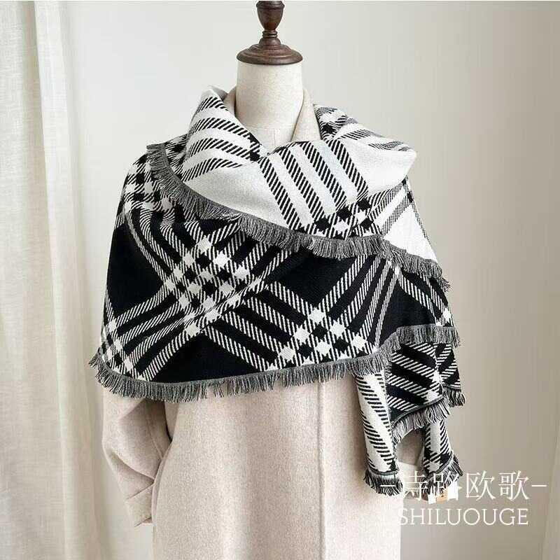 Hàn Quốc Jun Ji Hyun - Phong Cách Khăn Cổ Điển Anh Kẻ Sọc, Giả Cashmere Dày Ấm, Phù Hợp Thu Đông