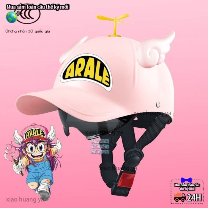 Kho Hà Nội🚚Xe điện Arale Mũ bảo hiểm Pin Xe Chứng nhận Phim hoạt hình dễ thương Mũ bảo hiểm xe máy M