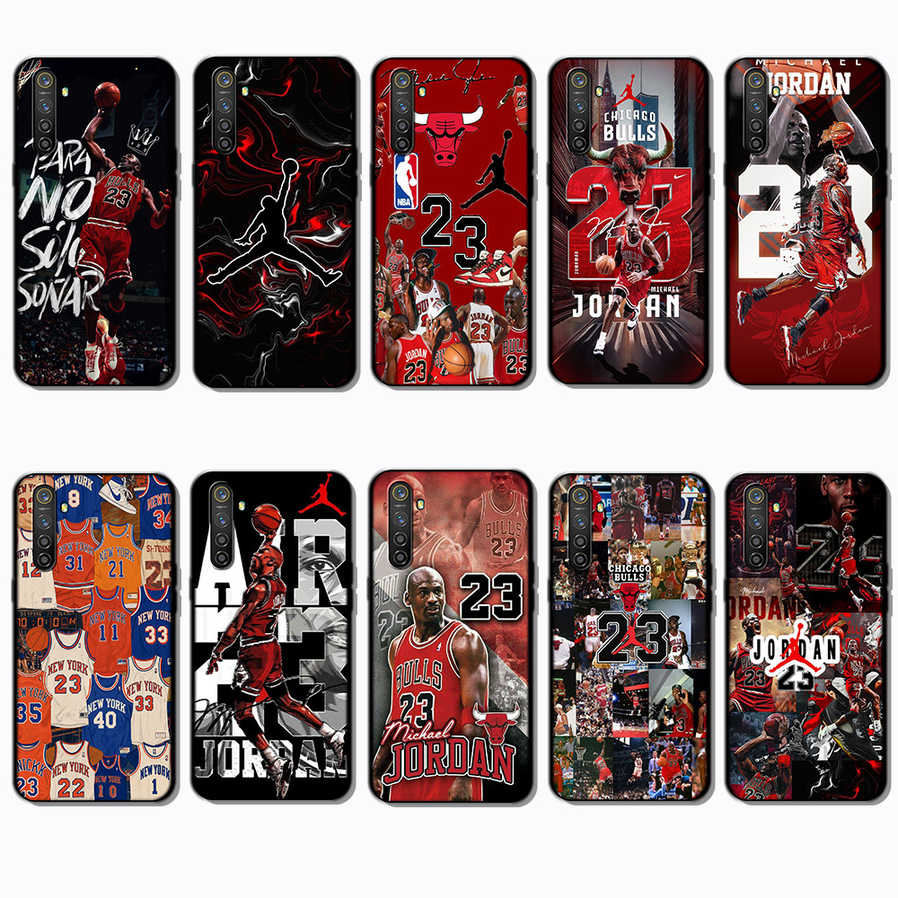Ốp điện thoại TPU màu đen mềm cho 3c Realme 3 5 6 Pro 5i 5s 6i 7i Michael Jordan