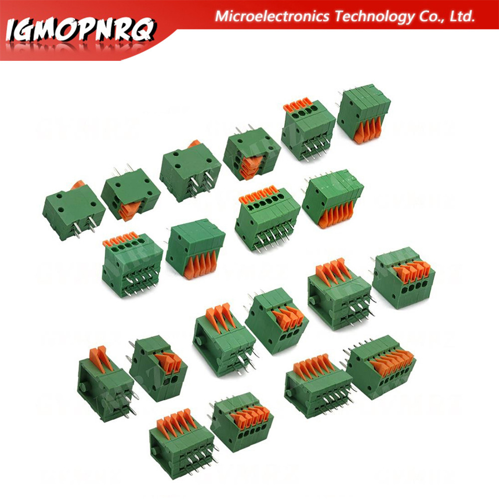 5 CÁI KF141V KF141R 2.54mm Pitch Straight & Bent Push-in Spring Screwless Terminal Block Foot 2 / 3 