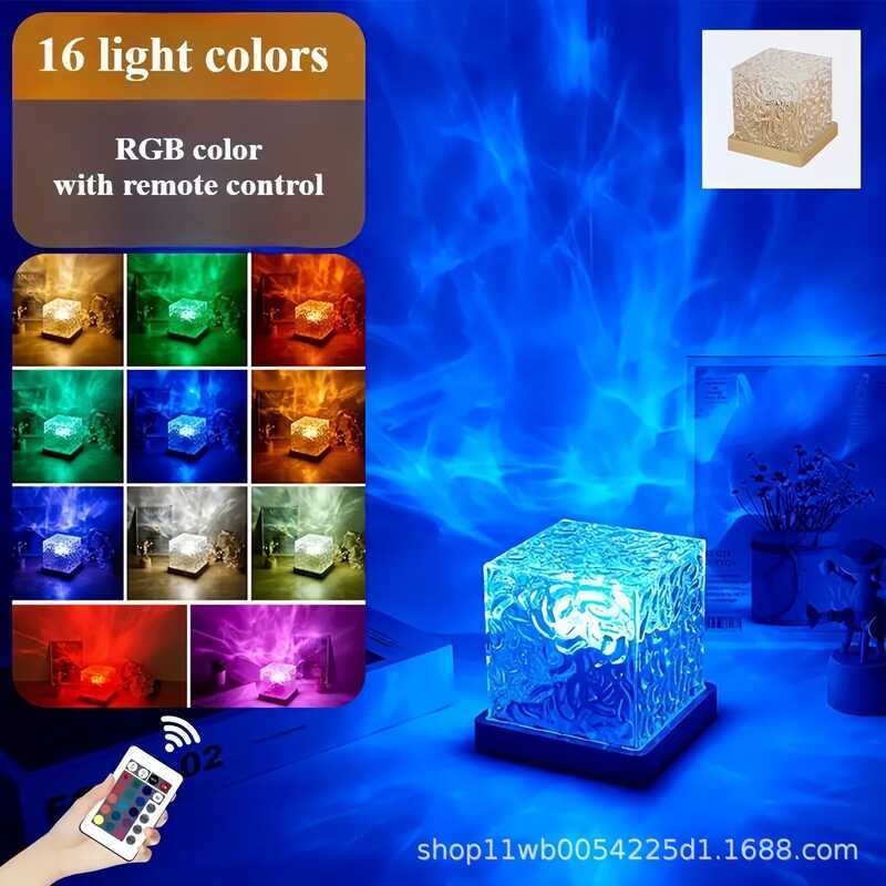 Amart MUTK MUTK Xoay Nước gợn Đèn Ngủ Sáng Tạo Đầu Giường Ngọn Lửa Khí Quyển Ánh Sáng