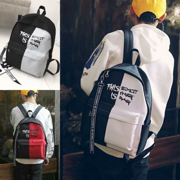 Cặp đi học nam học sinh phiên bản Hàn Quốc thời trang nam học sinh cấp 2 Ba lô nam cấp 2 túi canvas