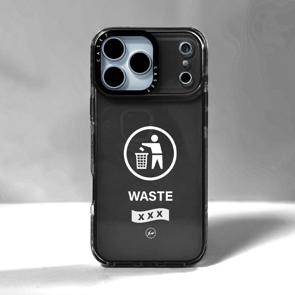 Ốp lưng minh họa Logo WASTE màu trắng Tương thích cho IPhone 12 13 14 15 16 17 Pro Max 12 13Mini Cov