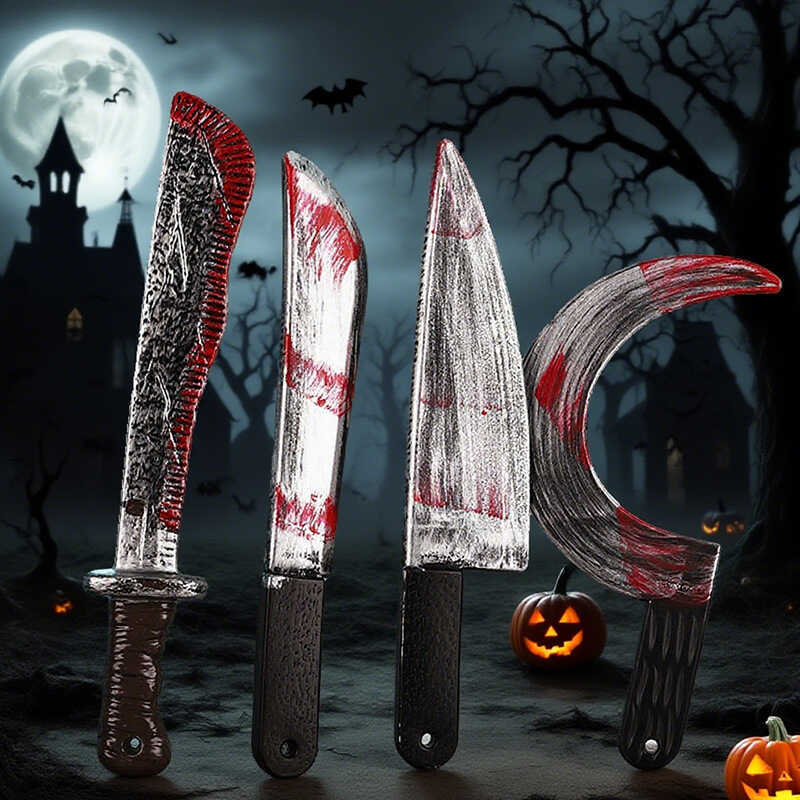 Halloween Mô Phỏng Đồ Chơi Máu Sắc Dao Ma Lễ Hội Trang Trí Máu Nhà Bếp Dao Tricky Đạo Cụ Machete Sic
