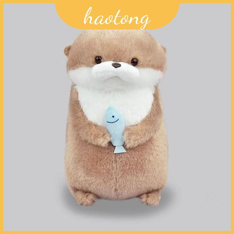 Dễ Thương Siêu Amuse Otter Giữ Cá Plushie Mềm Mại Và Có Thể Gập Lại Được Làm Bằng Cotton Pp
