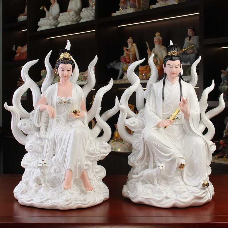 Cửu Vĩ Hồ nương nam nhân chân thân cửu vĩ linh hồ tiên nữ tượng nhựa giả gốm sứ Hán Bạch Ngọc Đạo gi