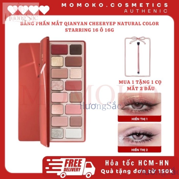 (DEAL TẶNG CỌ) QianYan Bảng Phấn Mắt Qianyan Cheeryep Natural Color Starring 16 Ô Màu Đa Dạng Có Nh