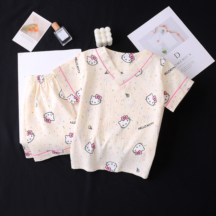 Eid Mubarak Kids Outfit Boy's or Girls' Short Sleeve V-Neck Pajamas Child Poly-cotton Relaxing Night