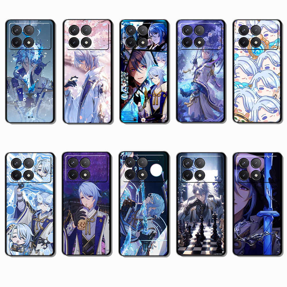 Ốp điện thoại TPU mềm màu đen cho 3c Xiaomi Redmi K40 K60 K70 Note 7 8 Pro Kamizato Ayato Ayato