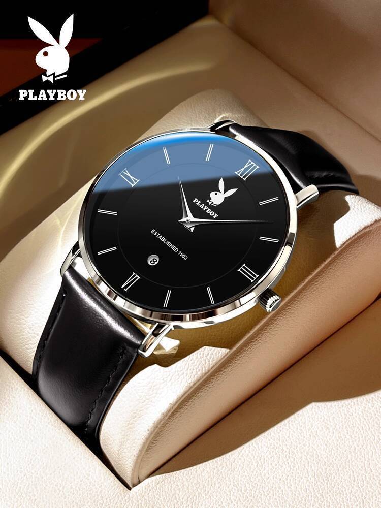[SẴN-RẺ]  Đồng nam Playboy chính hãng 2026, mẫu mới, thương hiệu đơn giản, đồng hồ quartz siêu mỏng