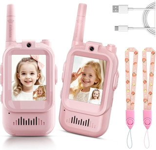 Bộ 2 Bộ Đàm Video Trẻ Em Với Camera HD Và Đài Phát Thanh Không Dây Sạc Giọng Nói Tầm Xa Cuộc Gọi Rõ Ràng Cho Trẻ Em Quà Tặng Sinh Nhật