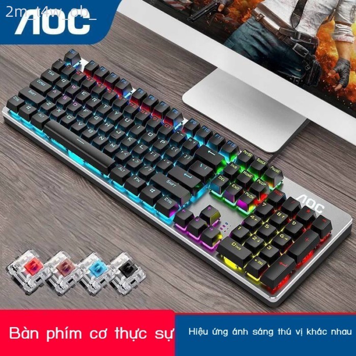 (Mới về) Bàn chơi game AOC GK410 có dây, dành cho văn phòng và E-Sports, với các loại switch xanh,