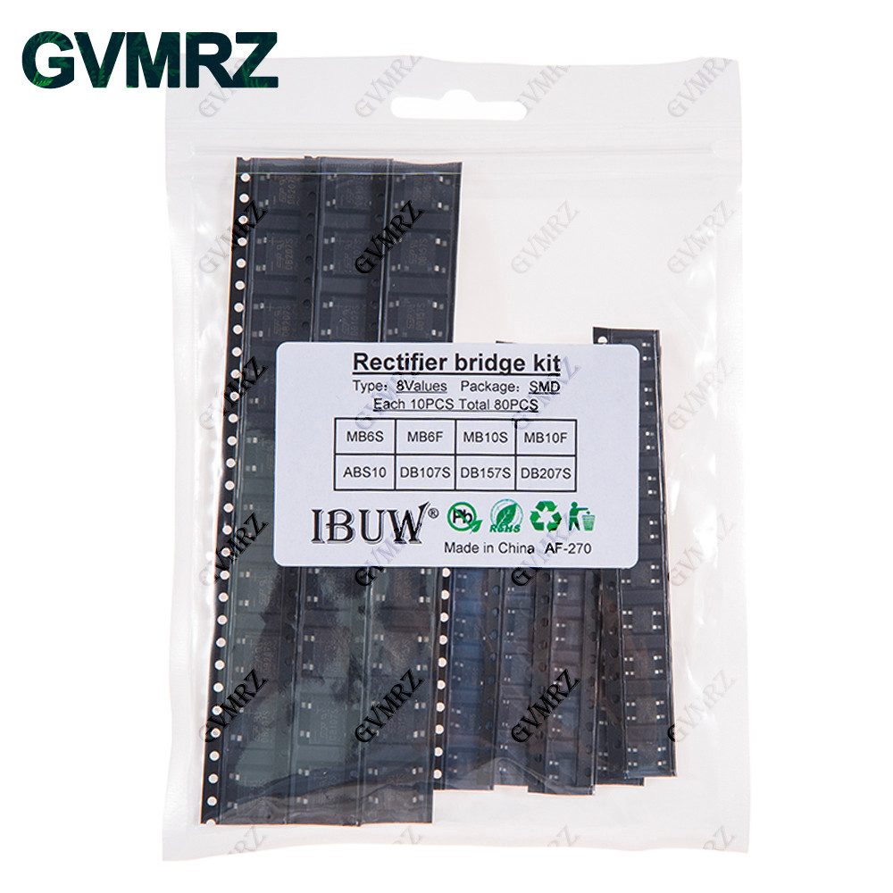 Bộ cầu chỉnh lưu 8Values SMD MB6S / MB6F / MB10S cho các dự án sửa chữa mạch điện tử và chuyển đổi n