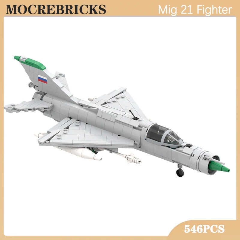 sự Trận chiến Quân đội Vũ khí Xây dựng Khối Series WW II Mig 21 Fighter Kid DIY Gạch Đồ chơi Máy bay