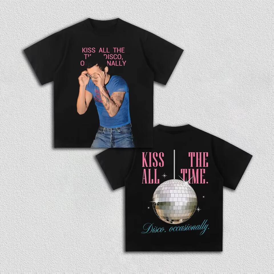 Harry Styles Kiss All the Time album Áo sơ mi unisex 100% cotton mùa hè 2026 Cổ chữ O Nam Y2k Hip Ho