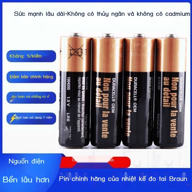 [Đa Năng] Braun chính hãng cho đo độ tai 6520 Pin nhiệt kế trán đặc biệt Duracell AA