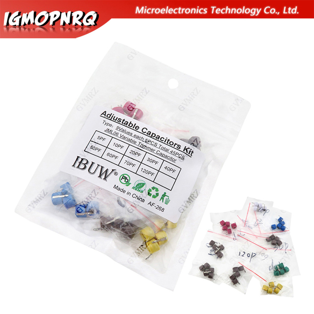 45 Bộ tụ điện tông đơ có thể điều chỉnh 9Values JML06 (5PF-120PF) cho các dự án tự làm điện tử điều 