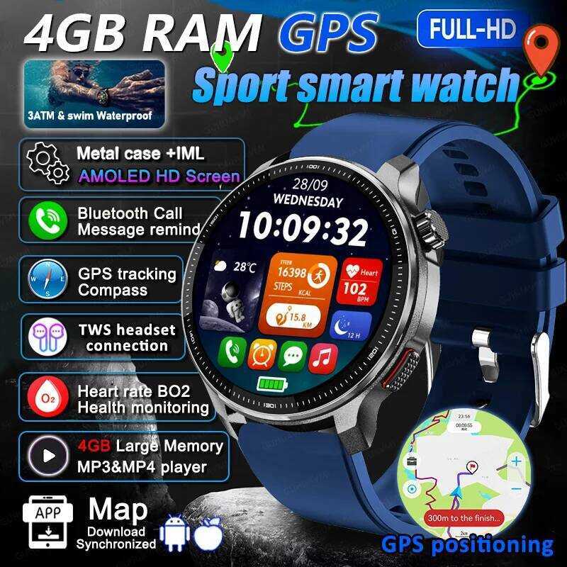 mới 2026 bán chạy - Đồng hồ thông minh 6 dành cho nam, GPS, Google Maps, App Store, trình phát video