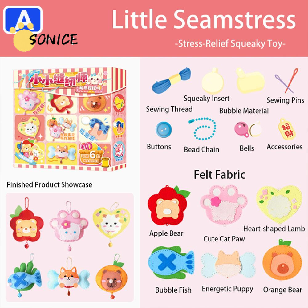 Dễ Thương Squishy Bóp nỉ May DIY Kit Trẻ Em Thủ Công Làm Bộ An Toàn Không Sắc Nét Kim Móc Khóa Túi Q