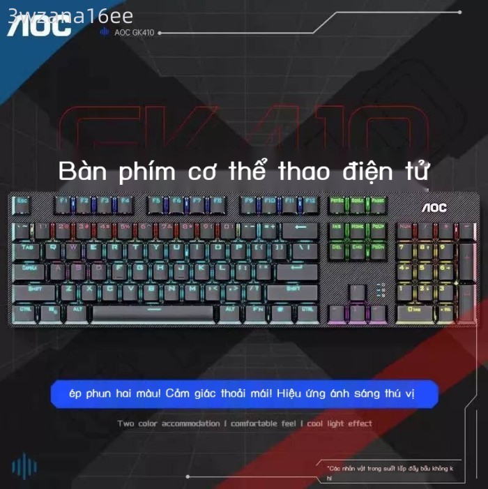 ( rẻ mà chất lượng) Bàn phím cơ AOC GK410 có dây, switch xanh, chống ghosting toàn bộ phím, thích h