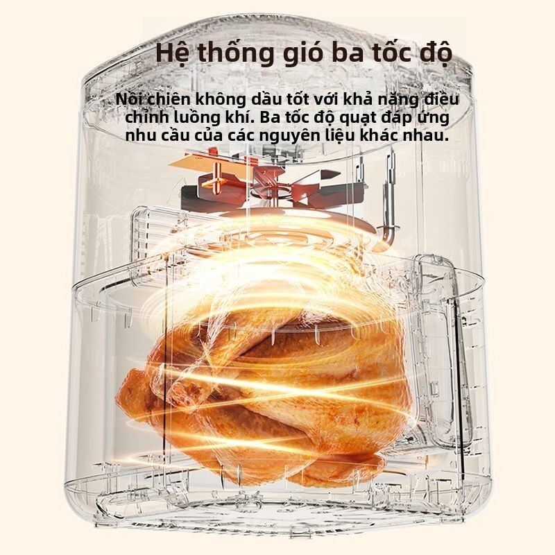 Nồi chiên dầu Midea, lò nướng điện đa chức năng thông minh, không cần lật, tầm nhìn 6.5, dung tích l