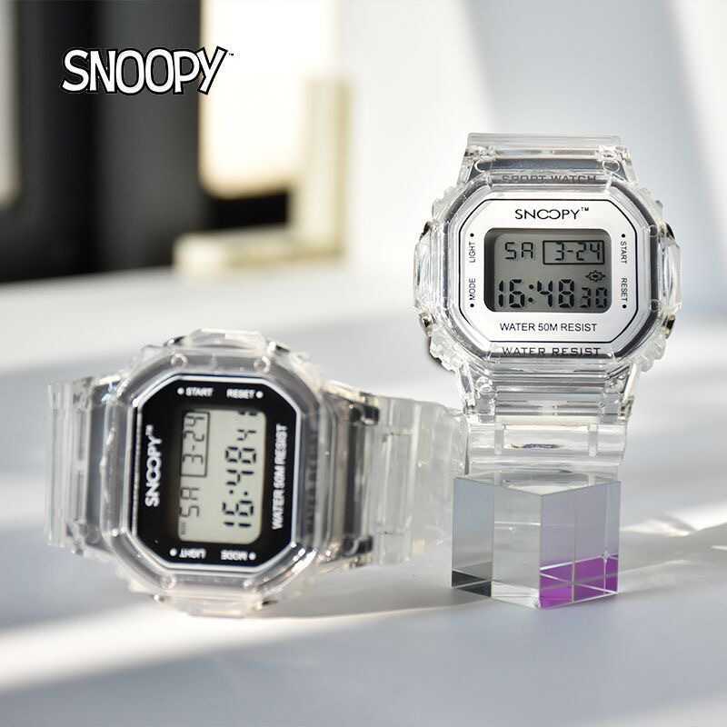 Đồng hồ Snoopy Snoopy chính hãng Chống nước trong suốt Nam nữ sinh viên Thể thao ngoài trời Đồng hồ 