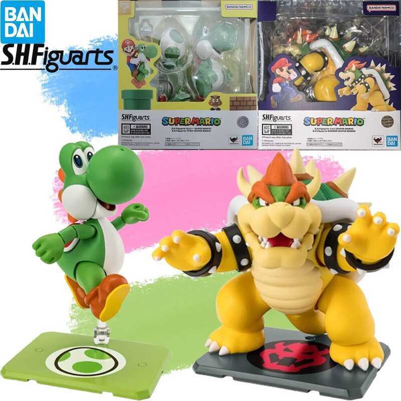 BANDAI SHFiguarts Super Mario Bowser Yoshi Figure Mô Nhân Vật Hoạt Hình Anime Đồ Chơi