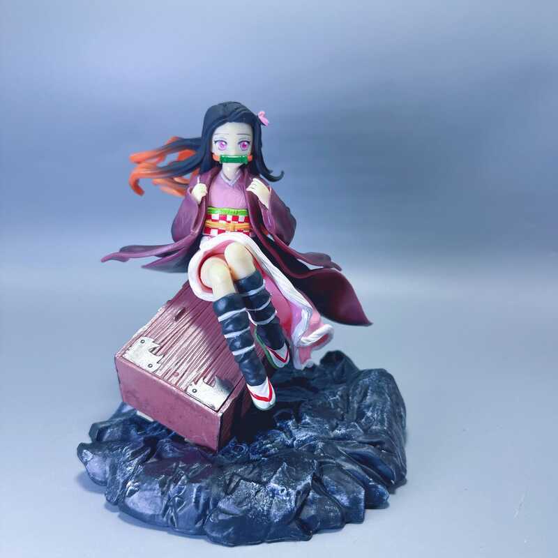 Minger House Cảnh Mô Hình Tư Thế Ngồi Hộp Nezuko Cổng Bếp Nezuko Demon Slayer GK Hình Mô Hình
