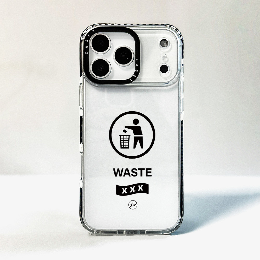 Ốp lưng minh họa Logo màu đen WASTE Tương thích cho IPhone 12 13 14 15 16 17 Pro Max 12 13Mini Cover