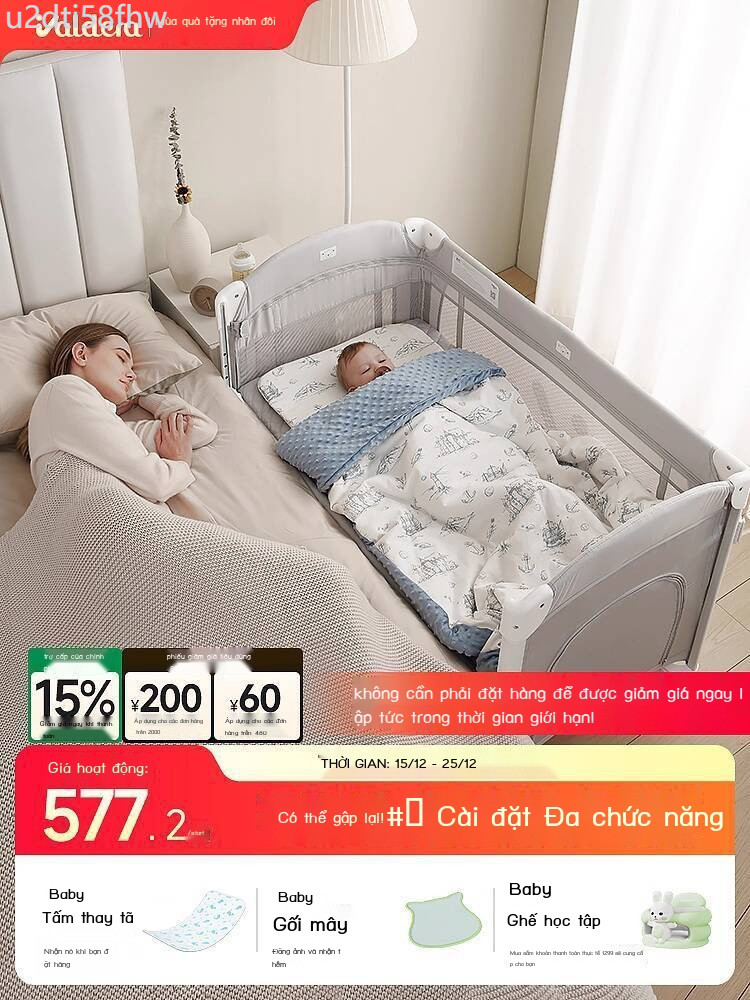 [Đa Năng] Giường em gấp Valdera đa chức năng, lớn ghép nối, di động, giường cho trẻ sơ sinh