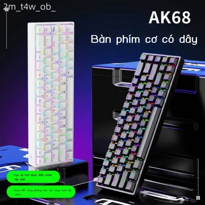 [ Siêu Tiết kiệm] Bàn phím cơ AK68 True Mechanical Keyboard, đèn RGB, kết nối USB dây, switch xanh