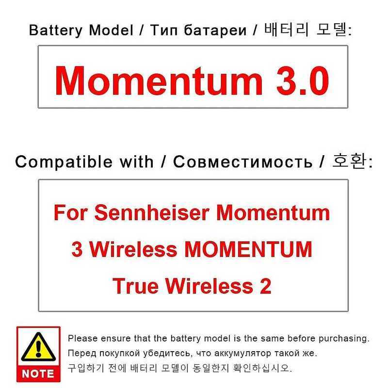 Tiếng ồn không dây - Pin tai nghe khử 600mAh cho Sennheiser Momentum 3 Không dây Momentum True Wirel