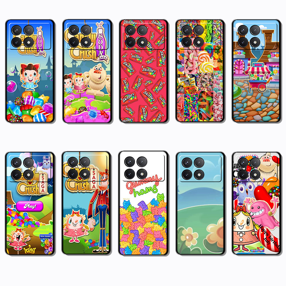 Ốp điện thoại trong suốt mềm cho Xiaomi Redmi K40 K60 K70 Note 7 8 Pro Candy Crush Saga