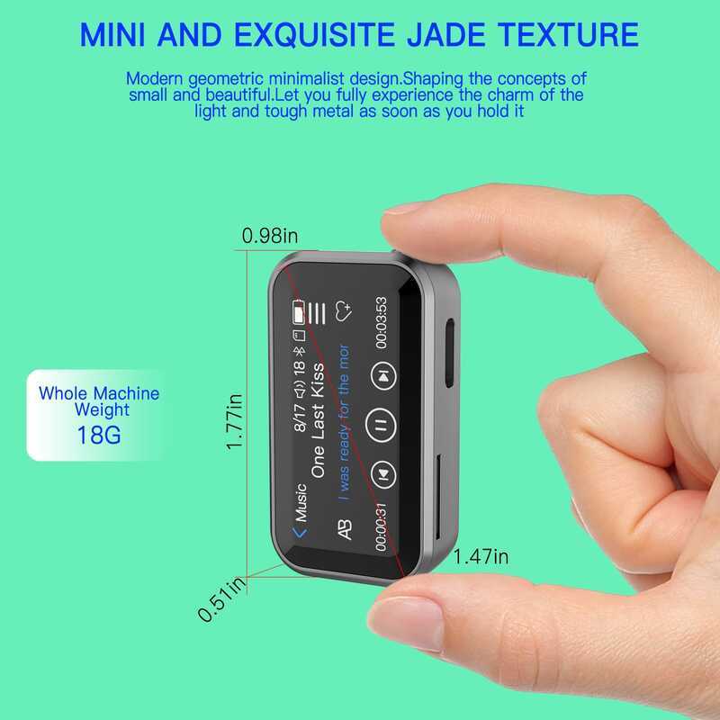 Máy nghe nhạc MP3 có kẹp sau Bluetooth Ghi sách điện tử Chơi ngoài mini MP3 Cảm ứng toàn màn hình