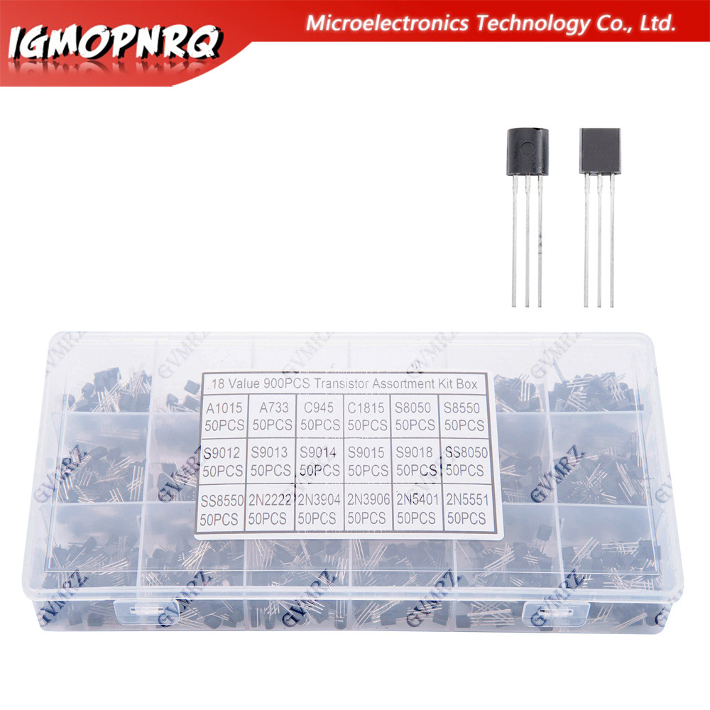 900 Chiếc 18Values Bộ Phân Loại Transistor A1015 S8050 S8550 S9012 2N222 2N3904 2N5551 Hộp Cho Điện 