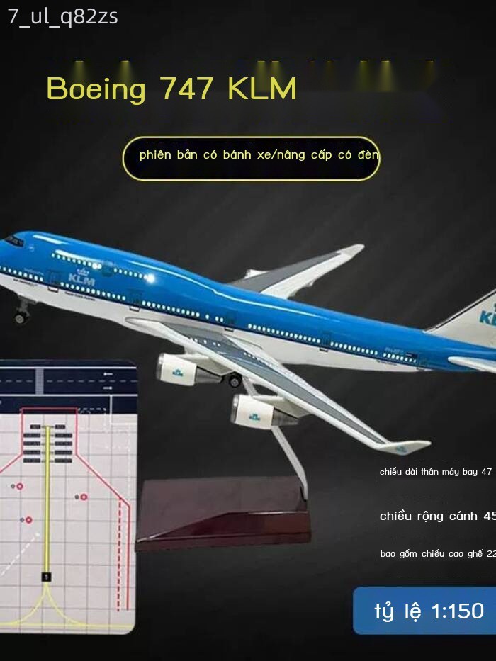 [Mẫu mới] Mô Boeing 747 của hãng KLM, phỏng bay chở khách hàng không dân dụng, đèn LED điều khiển b
