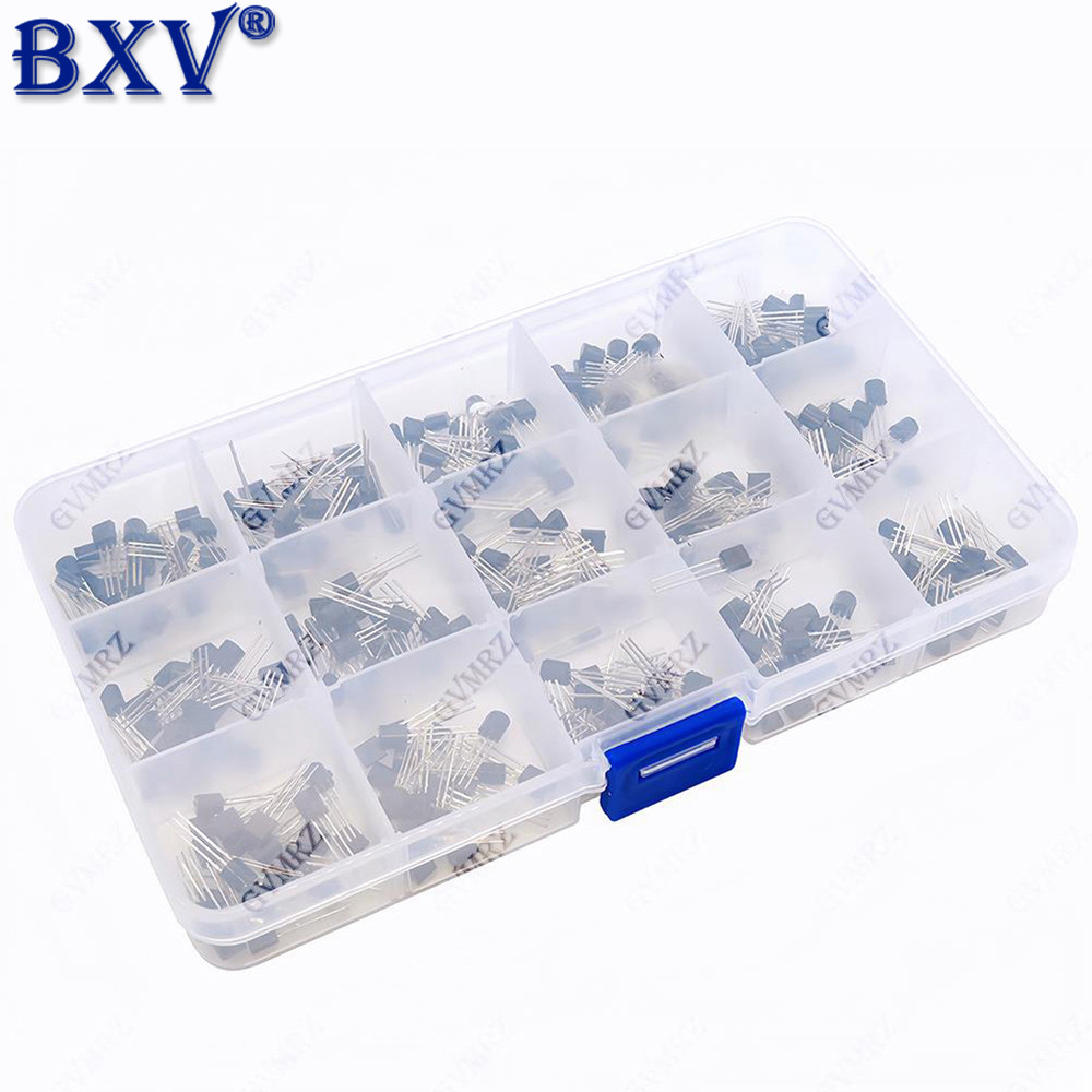 Bộ phân loại Transistor 300 CÁI TO-92 - 15 giá trị (NPN & PNP BJT Mix: 2N2222, S8050, 2N3904) cho Ar