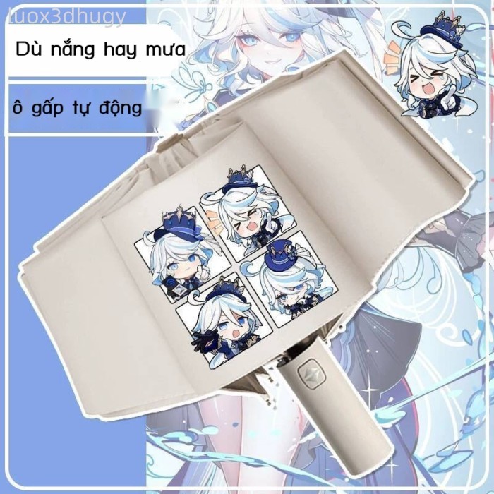 [ Siêu Tiết kiệm] Ô Genshin Impact Anime Furina tự động hoàn toàn, đa năng che mưa nữ, thời trang h