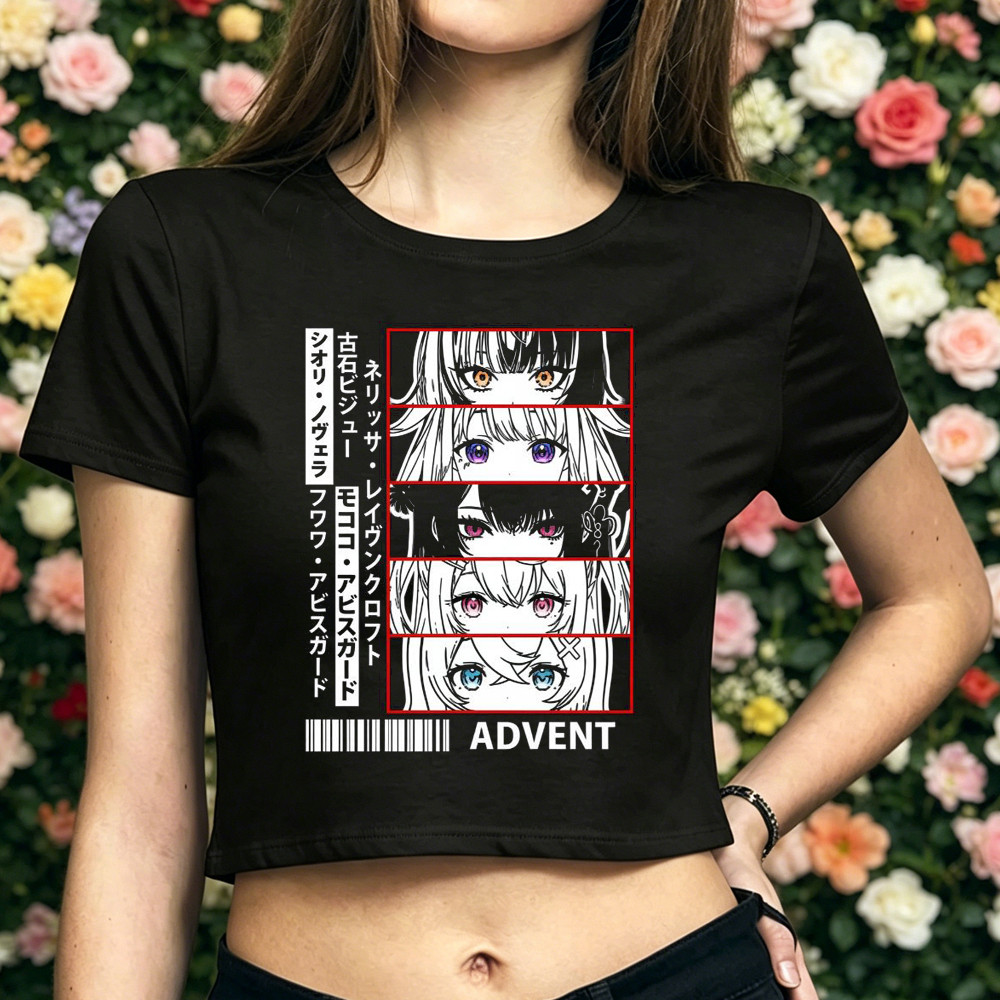 Hololive crop top shoujo goth Nhật Bản harajuku áo sơ mi meme manga cutecore dollette cổ điển