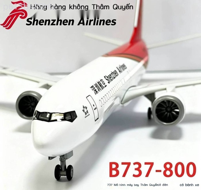 [HÀNG MỚI VỀ] Mô B737-800 của hãng hàng không Thâm Quyến có bánh xe, đèn và bộ phận hạ cánh, hình