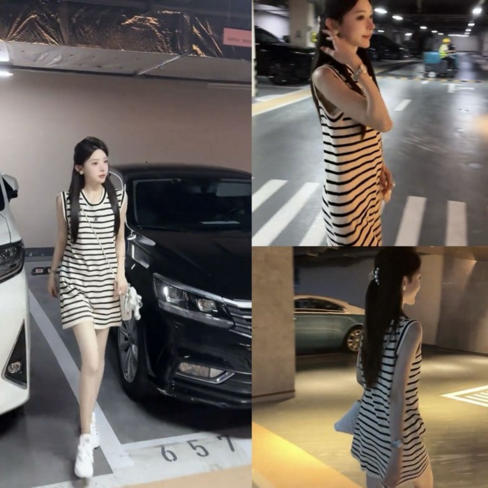 Korean Style Striped Vest Dress For Women Summer New Design Niche Sleeveless Round Neck A-lin