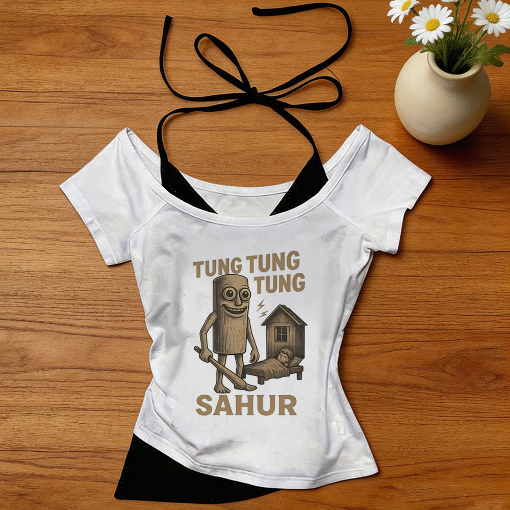 Tung Tung Saur crop top shoujo thay thế goth manga giải phóng mặt bằng áo sơ mi baddie gothic manga 