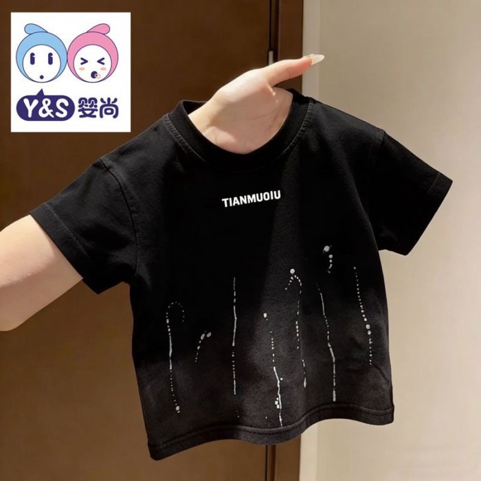 【Infant Fashion】Boy's Short-sleeved T-shirt Summer New Style Korean Letter Printing Handsome A