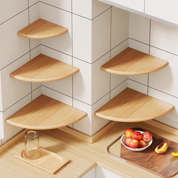 Không Đục Lỗ Hình Quạt Phân Vùng Kệ Sách Góc Gỗ Góc Tường Tam Giác Treo Tường Kệ Góc Nhà Bếp