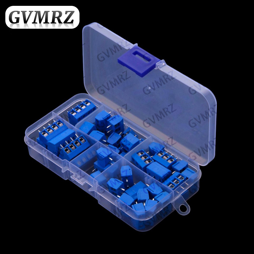 Bộ 50 5.0MM KF301-3P KF301-4P KF301 2P 3P 4P khối đầu cuối PCB nối phích cắm Xanh KF301-2P