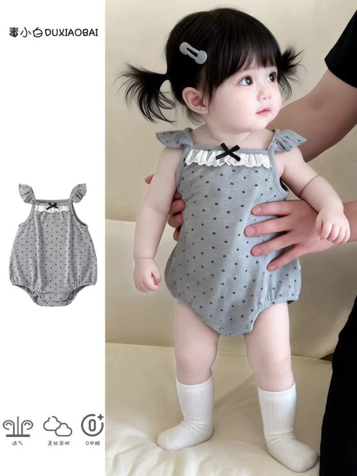 Baby Summer Sling Jumpsuit New Style Baby Girl's 100-day Clothes Summer Thin Coveralls